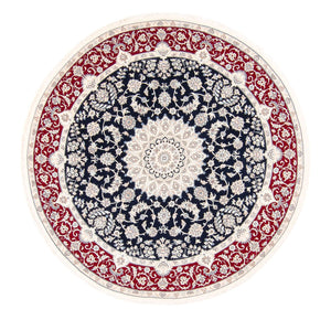 Persisk tæppe - Nain rundt  - 200 x 200 cm - mørkeblå