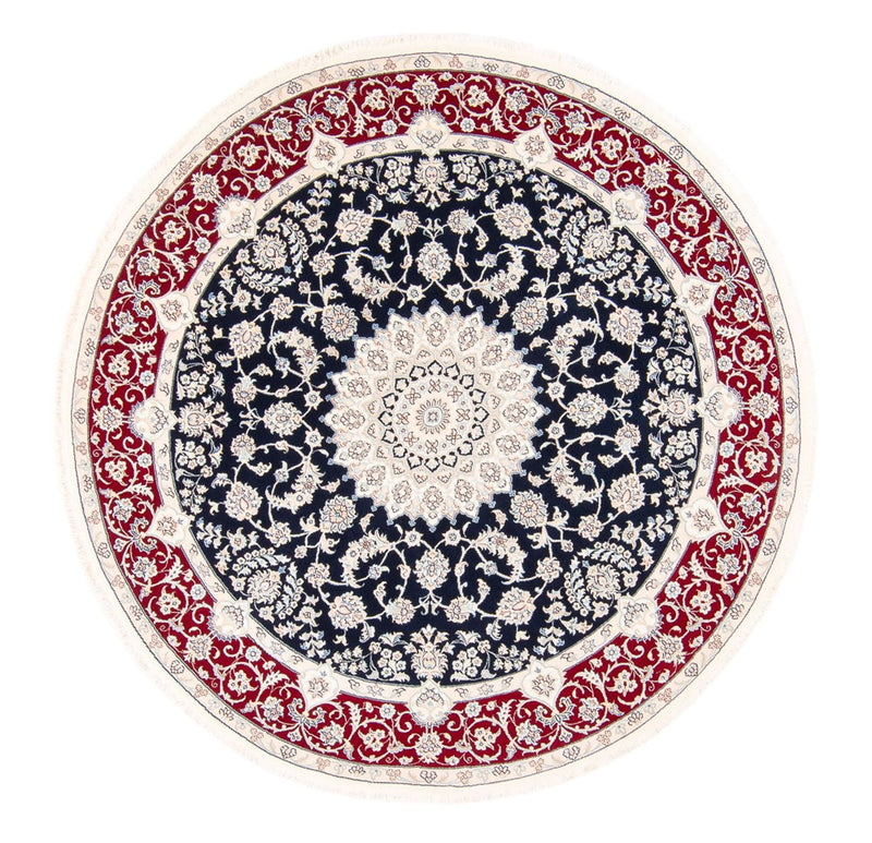 Persisk tæppe - Nain rundt  - 200 x 200 cm - mørkeblå