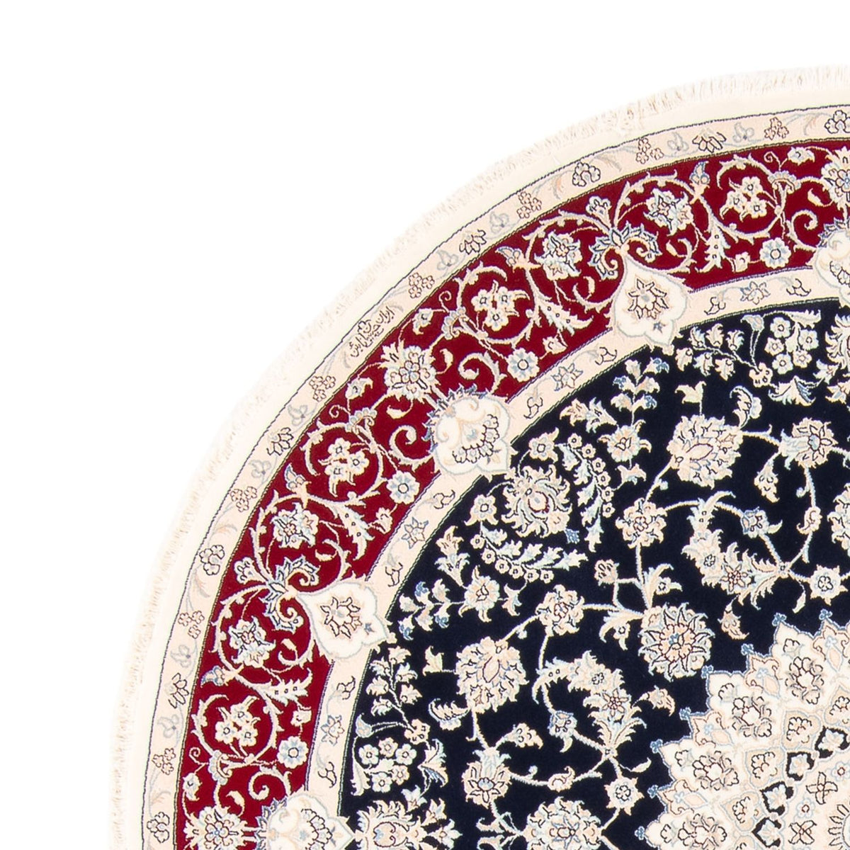 Persisk tæppe - Nain rundt  - 200 x 200 cm - mørkeblå