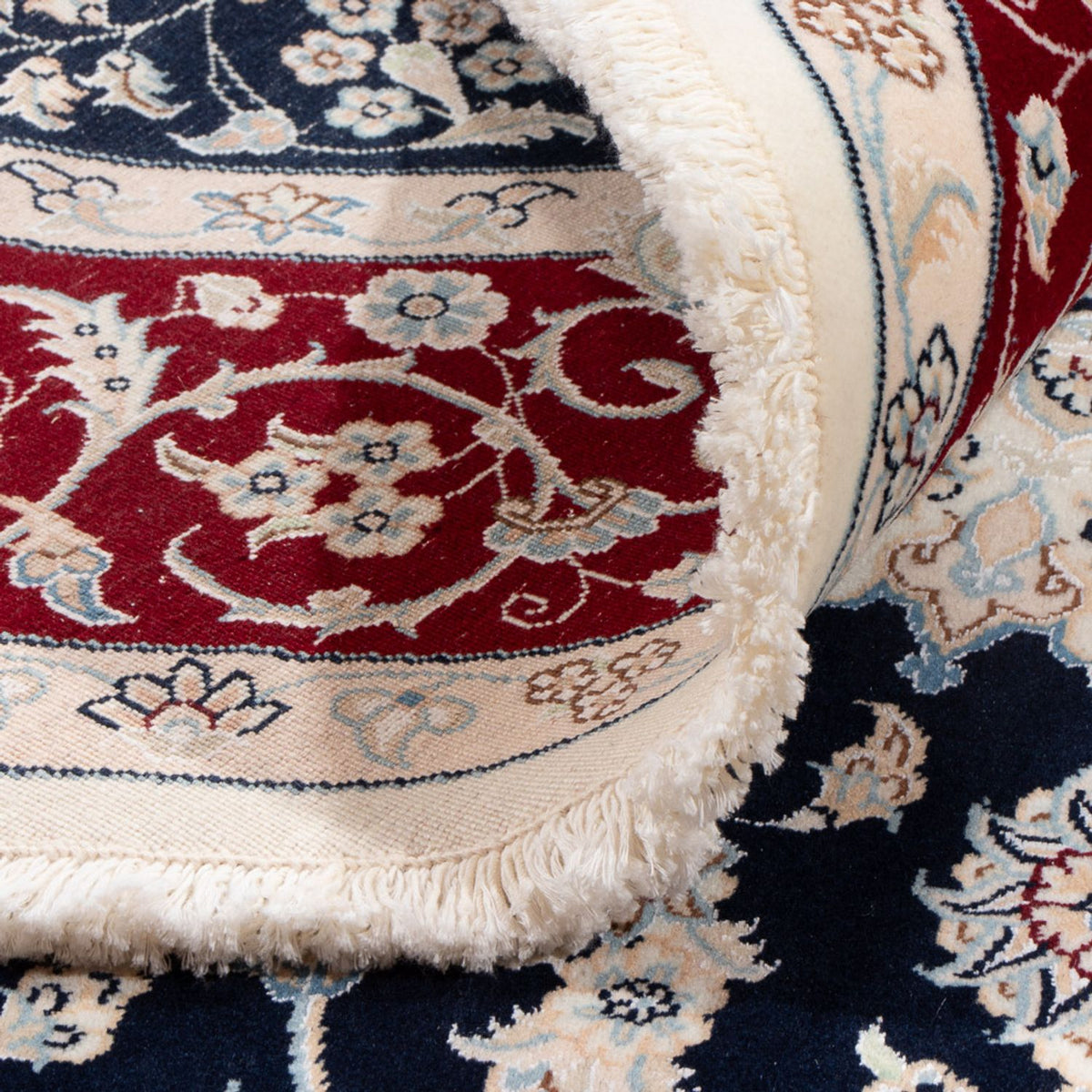 Persisk tæppe - Nain rundt  - 200 x 200 cm - mørkeblå