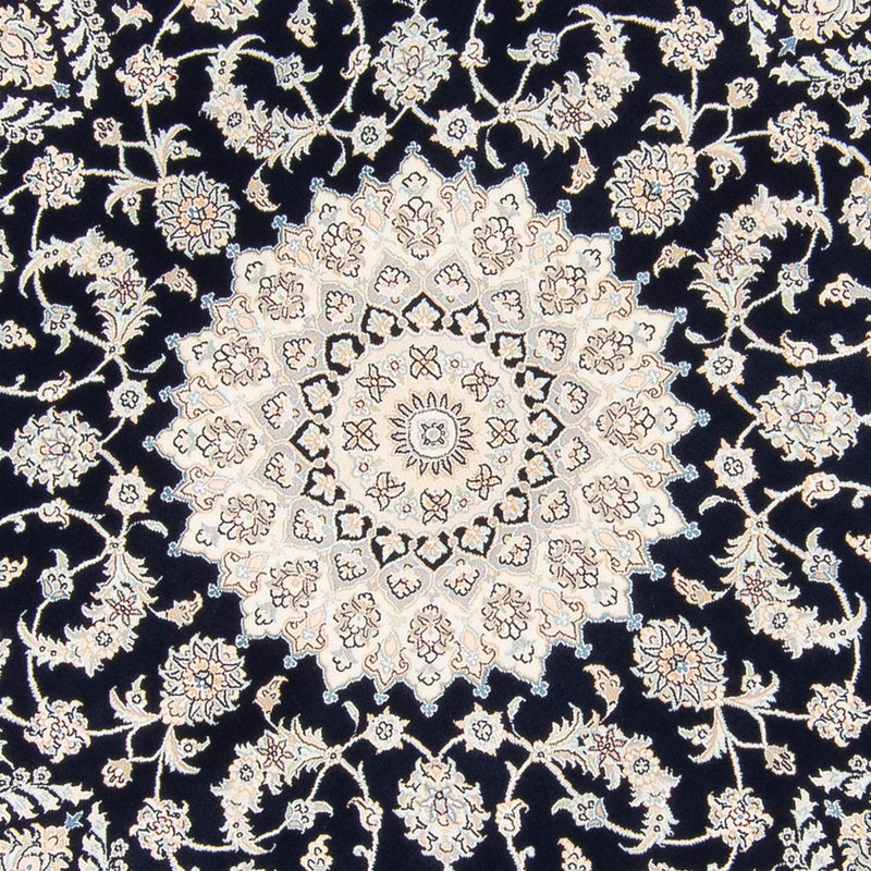 Persisk tæppe - Nain rundt  - 200 x 200 cm - mørkeblå