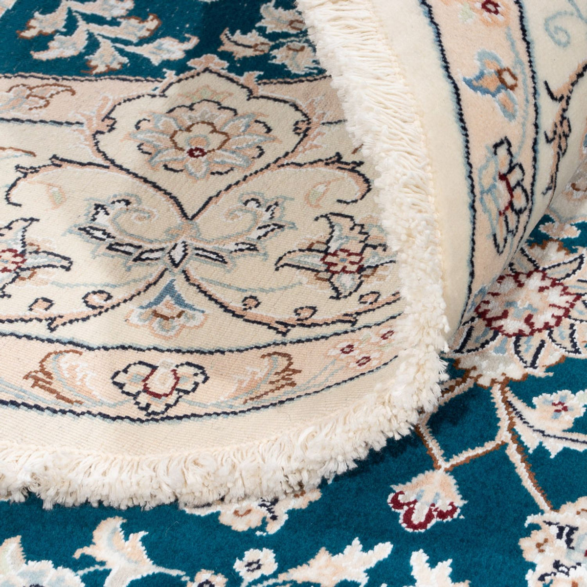 Persisk tæppe - Nain rundt  - 200 x 200 cm - blå