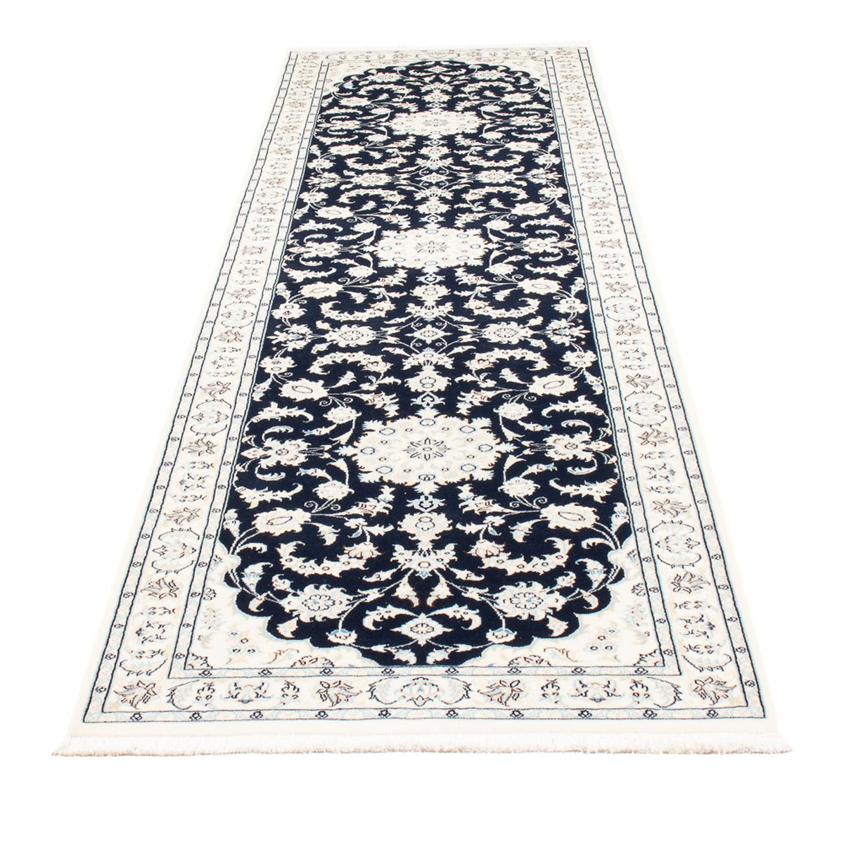 Løber Persisk tæppe - Nain - Premium - 296 x 80 cm - mørkeblå