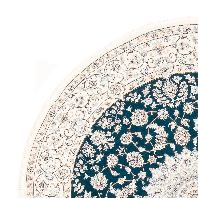 Persisk tæppe - Nain rundt  - 200 x 200 cm - benzinblå
