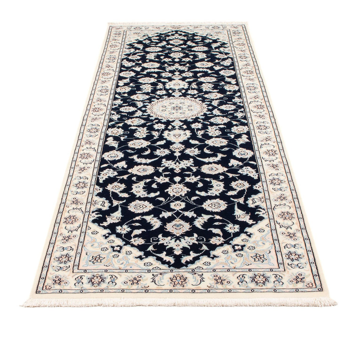 Løber Persisk tæppe - Nain - Premium - 253 x 81 cm - mørkeblå