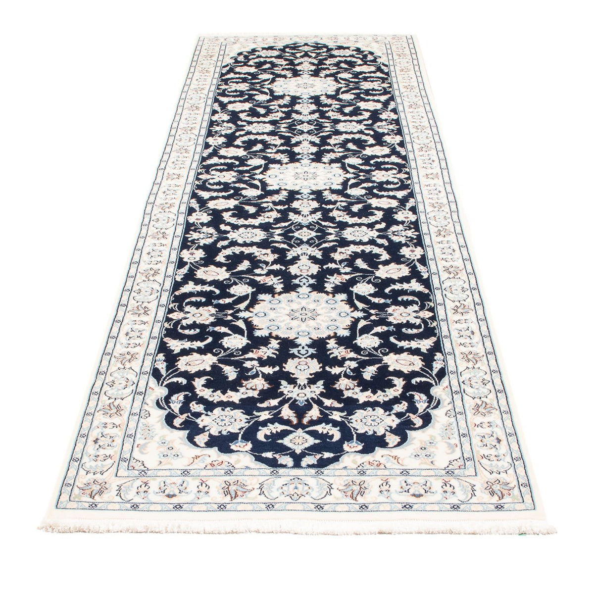 Løber Persisk tæppe - Nain - Premium - 306 x 81 cm - mørkeblå