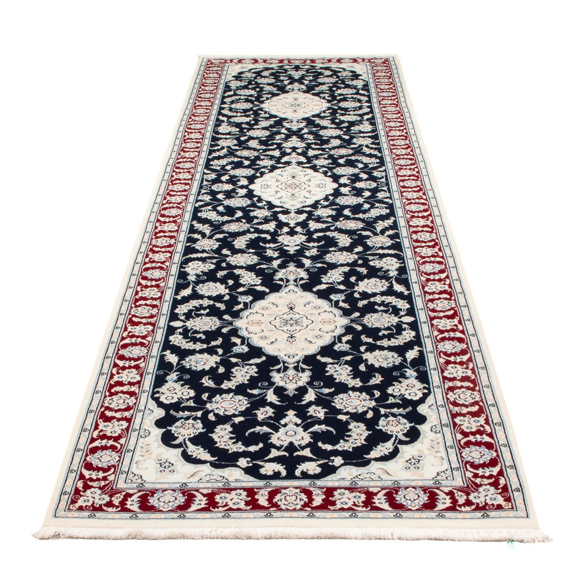 Løber Persisk tæppe - Nain - Premium - 347 x 87 cm - mørkeblå
