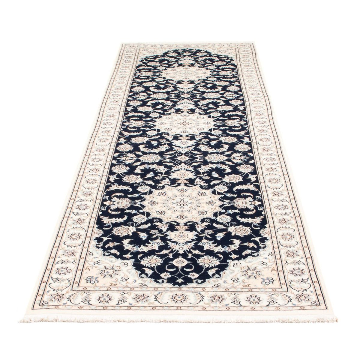 Løber Persisk tæppe - Nain - Premium - 300 x 88 cm - mørkeblå