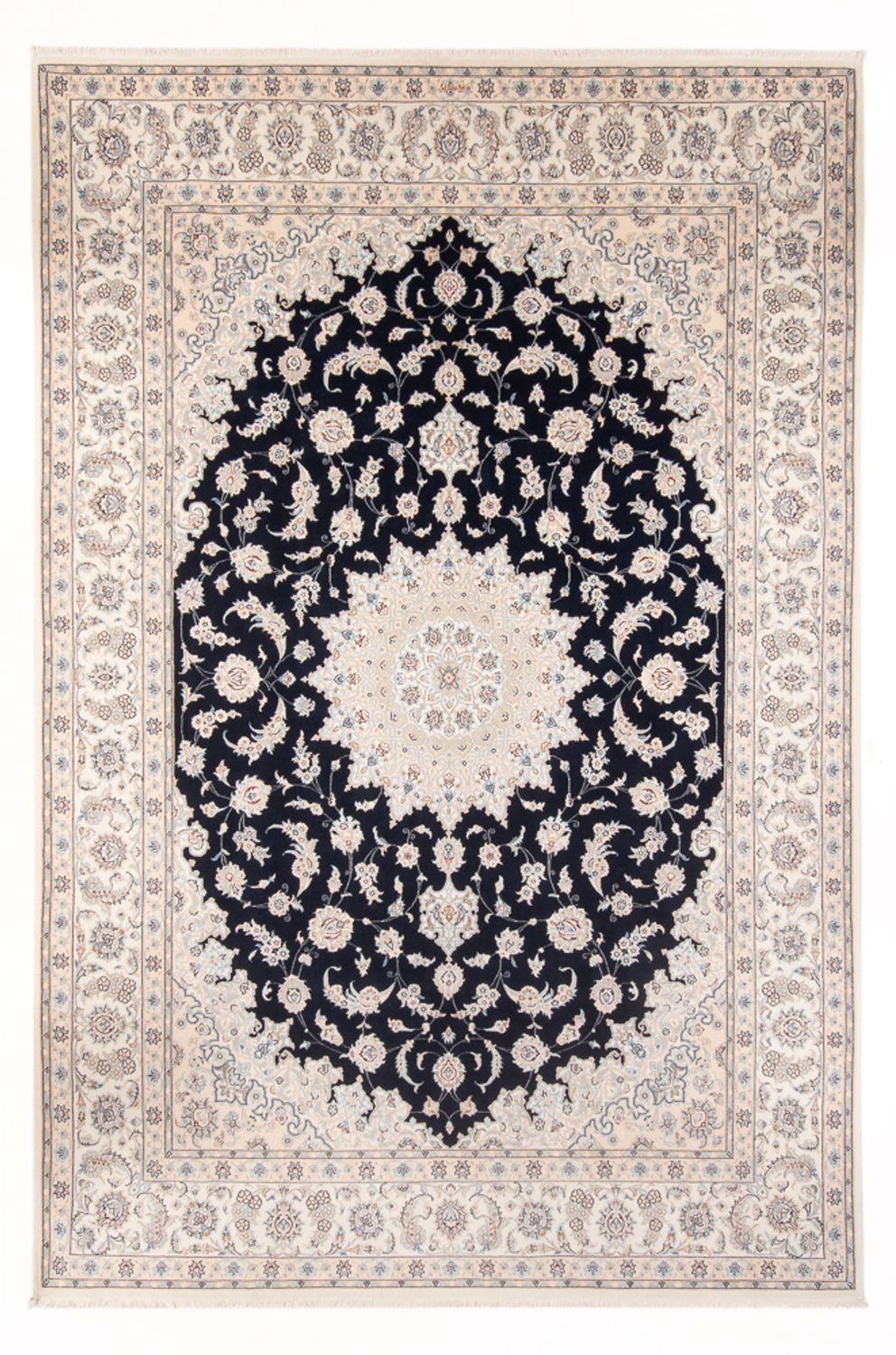 Persisk tæppe - Nain - Premium - 356 x 250 cm - mørkeblå