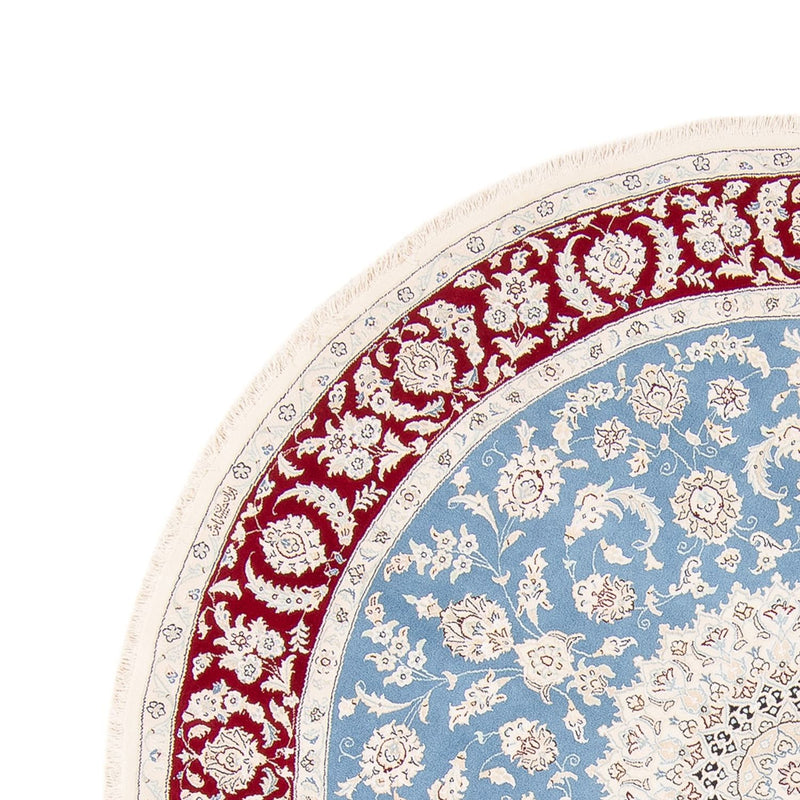 Persisk tæppe - Nain rundt  - 200 x 200 cm - lyseblå