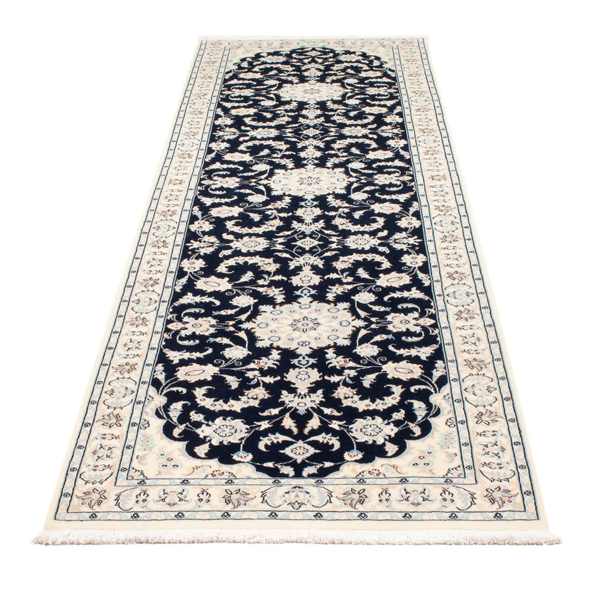 Løber Persisk tæppe - Nain - Premium - 297 x 81 cm - mørkeblå