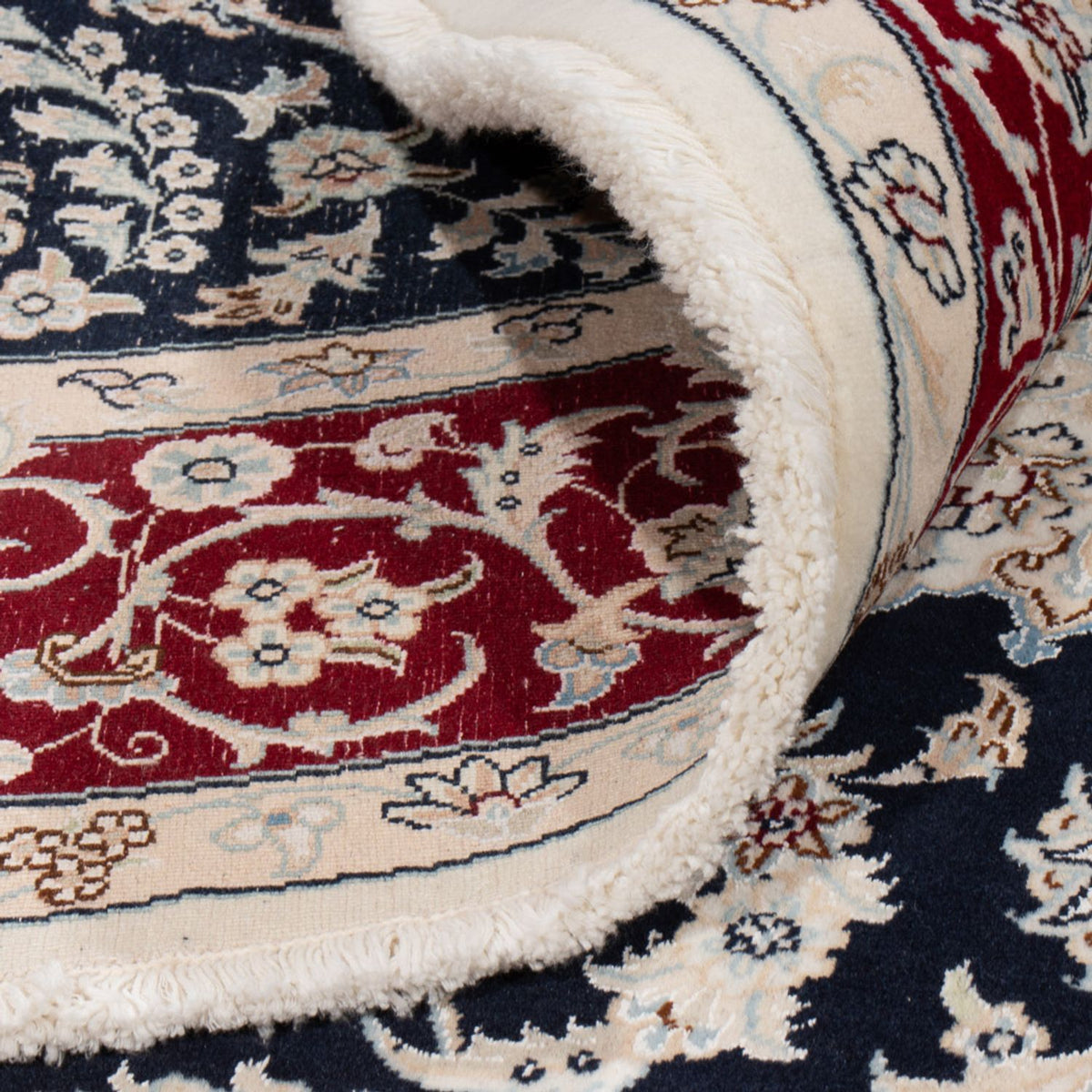 Persisk tæppe - Nain rundt  - 206 x 195 cm - mørkeblå