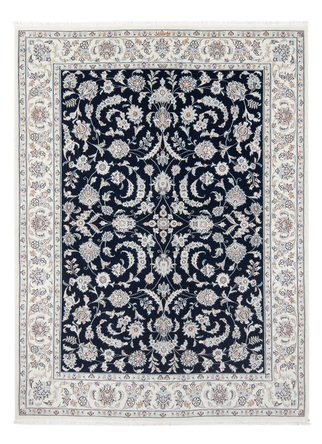 Persisk tæppe - Nain - Premium - 200 x 149 cm - mørkeblå