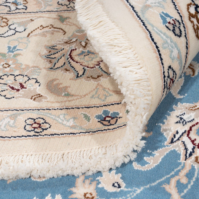 Persisk tæppe - Nain rundt  - 200 x 200 cm - lyseblå