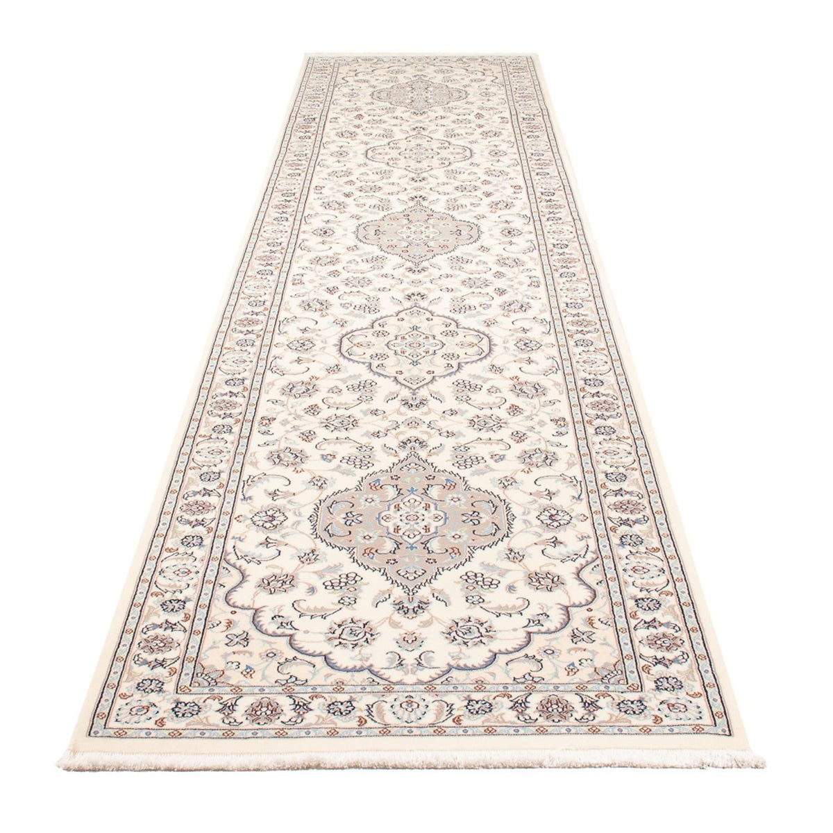 Løber Persisk tæppe - Nain - Premium - 410 x 90 cm - creme