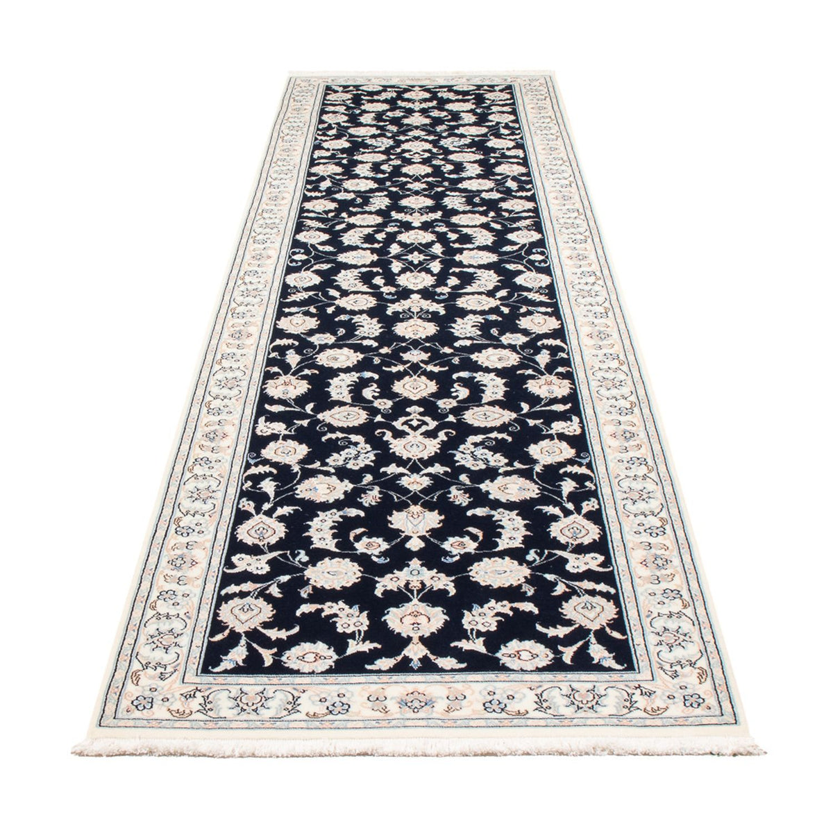 Løber Persisk tæppe - Nain - Premium - 339 x 85 cm - mørkeblå