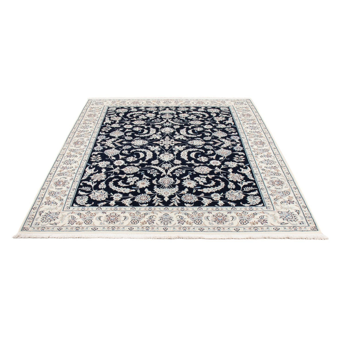 Persisk tæppe - Nain - Premium - 196 x 151 cm - mørkeblå