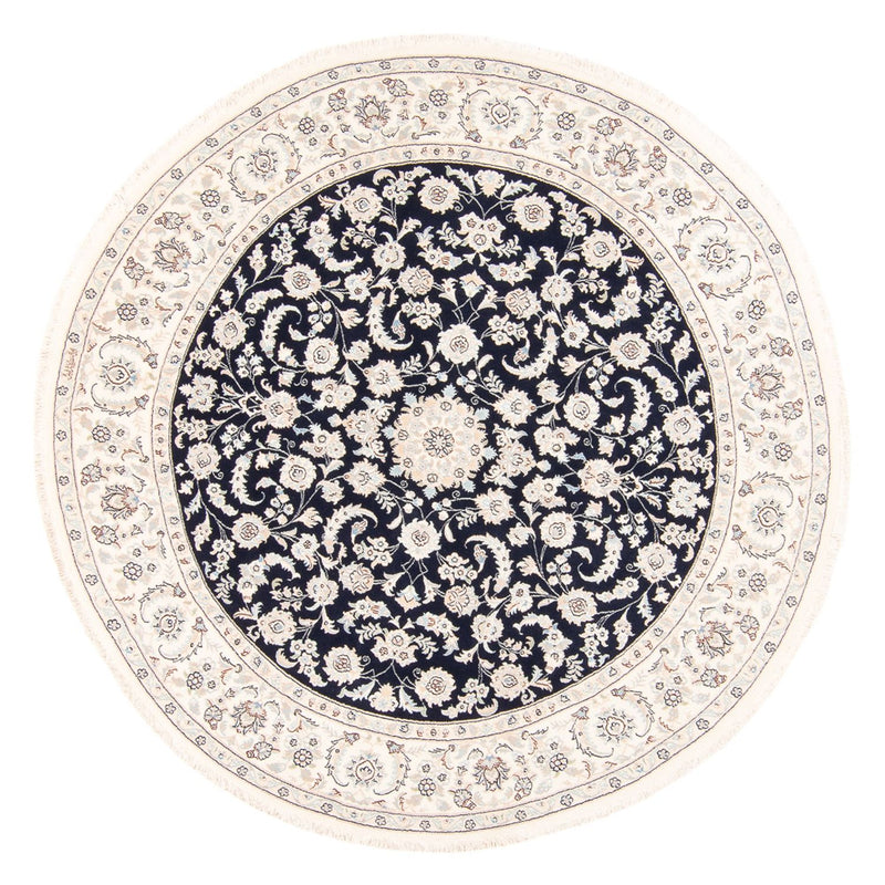 Persisk tæppe - Nain rundt  - 202 x 202 cm - mørkeblå