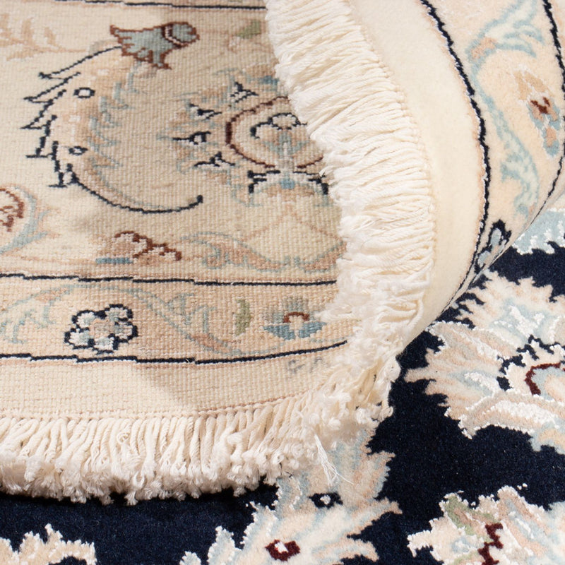 Persisk tæppe - Nain rundt  - 202 x 202 cm - mørkeblå