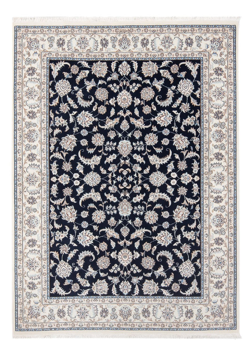 Persisk tæppe - Nain - Premium - 205 x 148 cm - mørkeblå