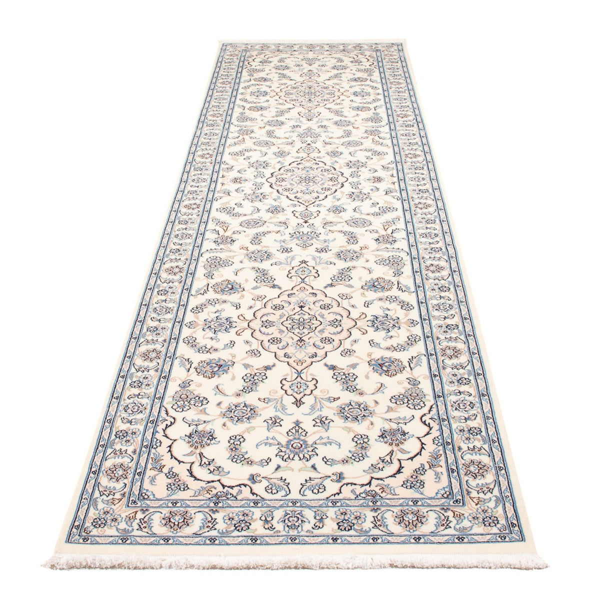 Løber Persisk tæppe - Nain - Premium - 343 x 84 cm - creme
