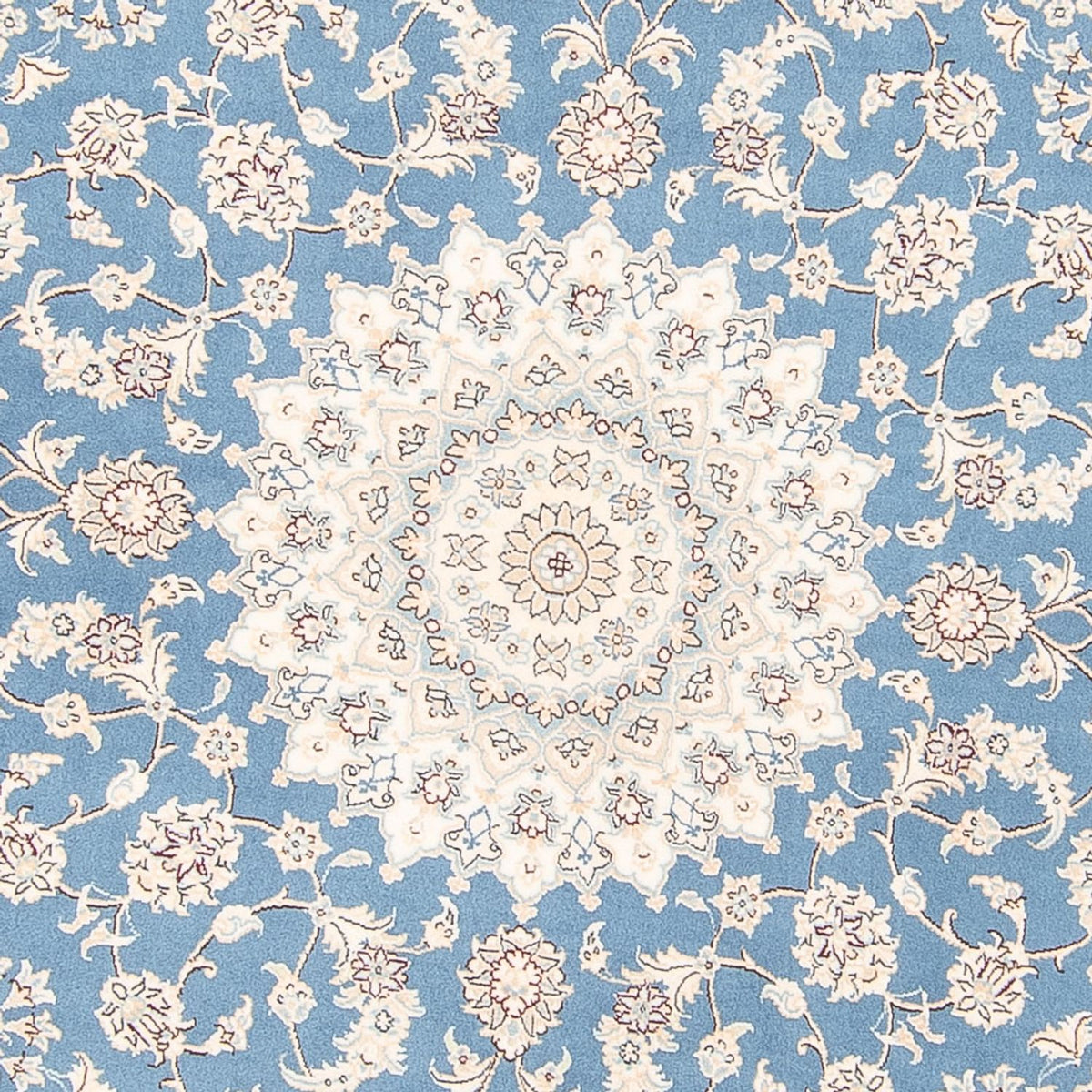 Persisk tæppe - Nain rundt  - 200 x 200 cm - lyseblå