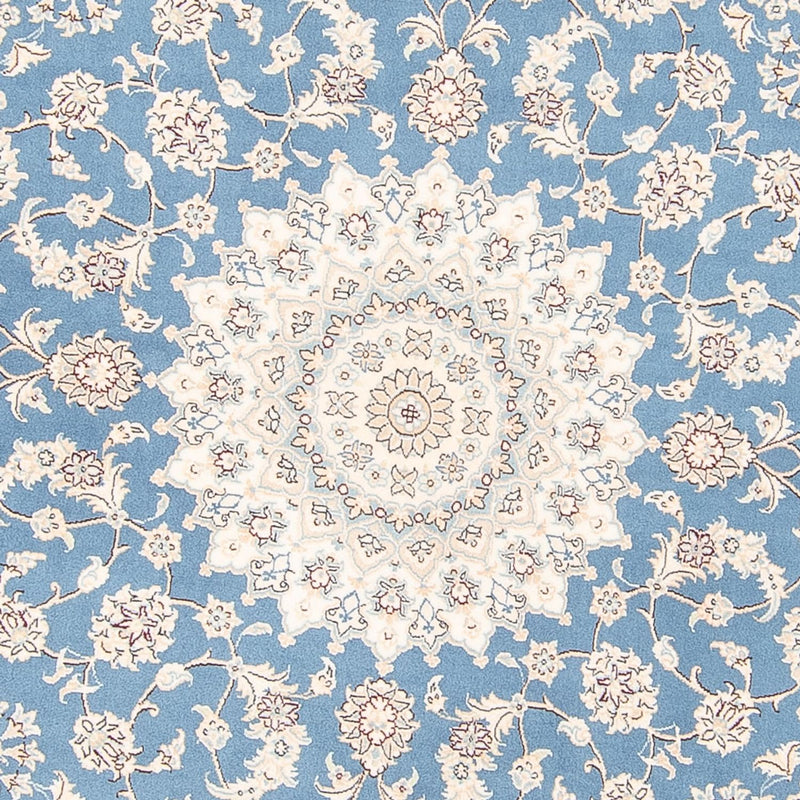 Persisk tæppe - Nain rundt  - 200 x 200 cm - lyseblå