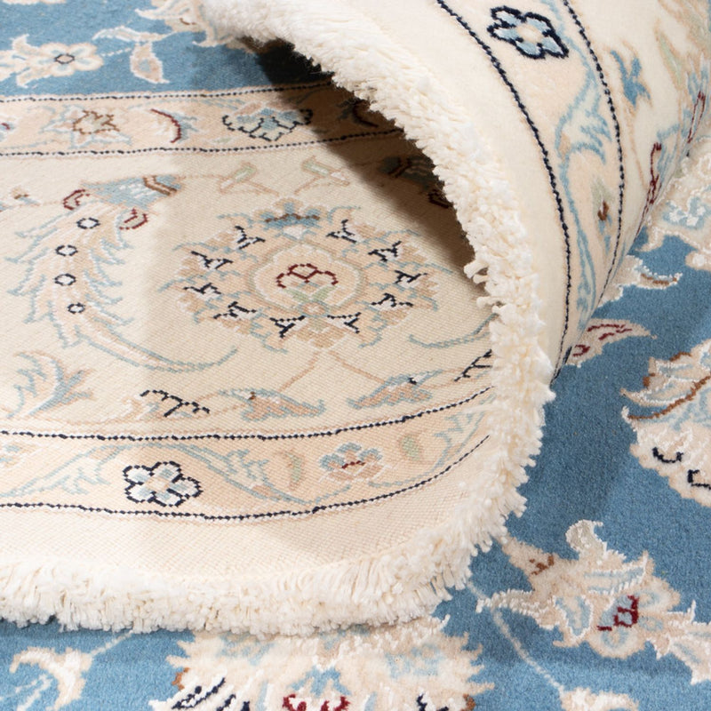 Persisk tæppe - Nain rundt  - 202 x 197 cm - lyseblå