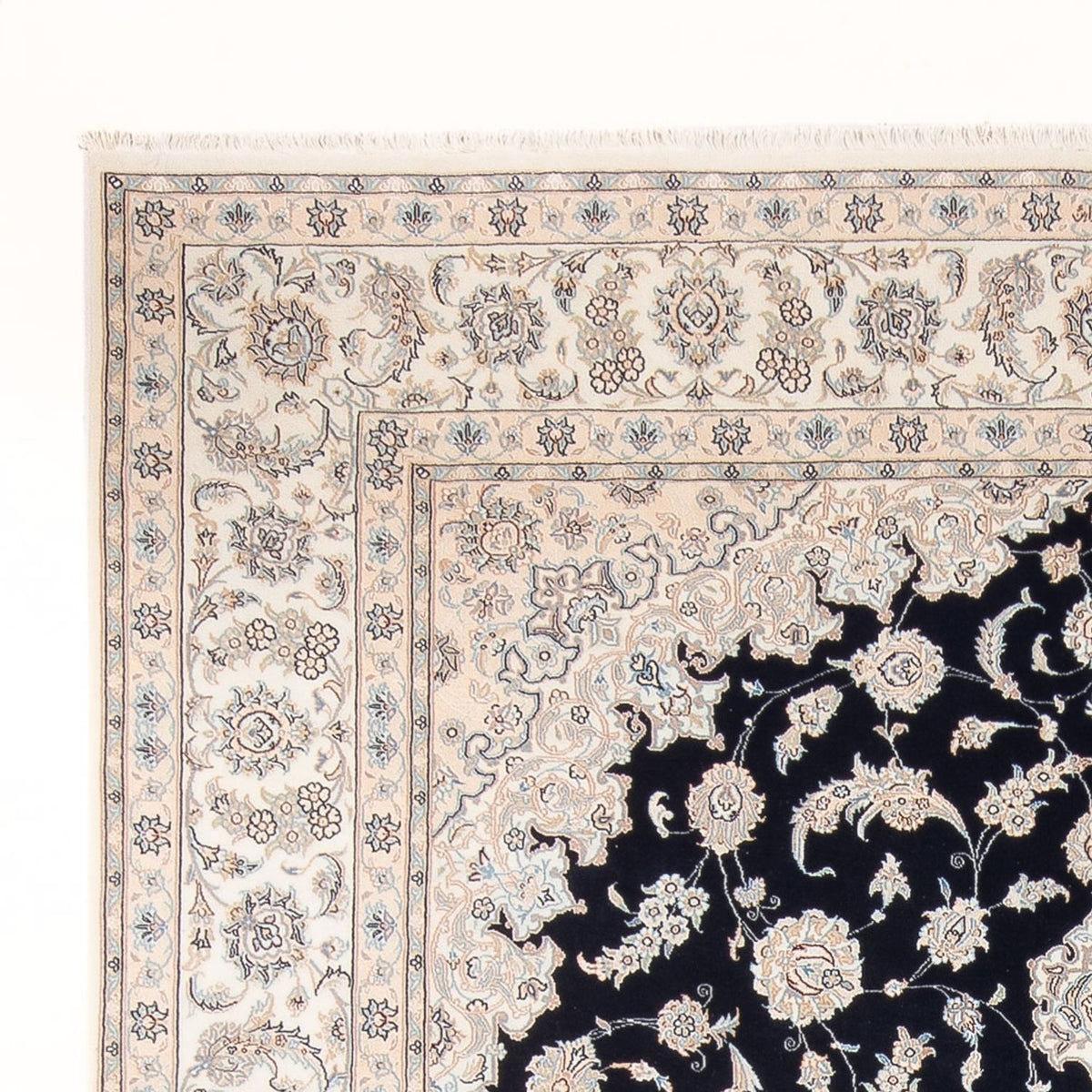 Persisk tæppe - Nain - Premium - 340 x 246 cm - mørkeblå