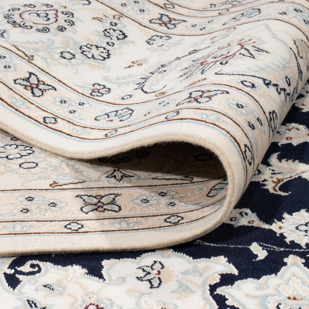 Persisk tæppe - Nain - 264 x 246 cm - mørkeblå