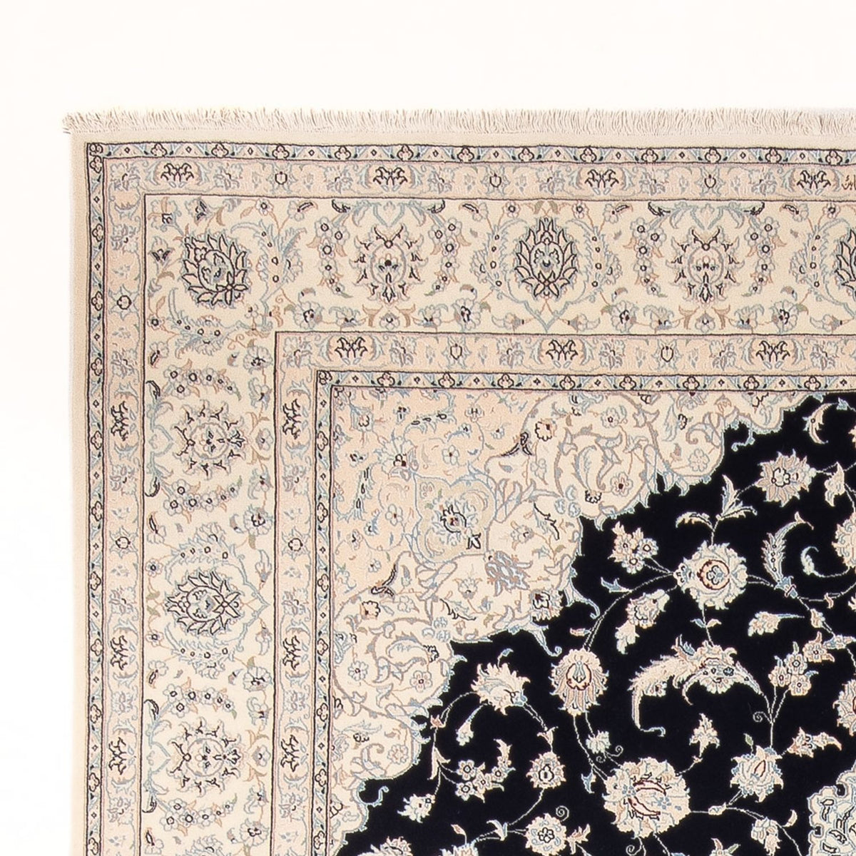 Persisk tæppe - Nain - Premium - 340 x 246 cm - mørkeblå