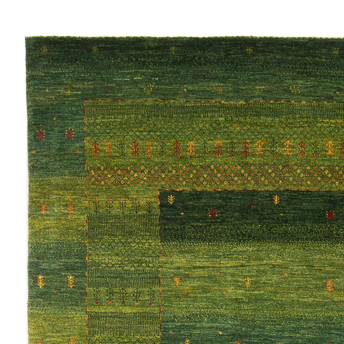 Gabbeh Tæppe - Loribaft Persisk - 297 x 200 cm - mørkegrøn