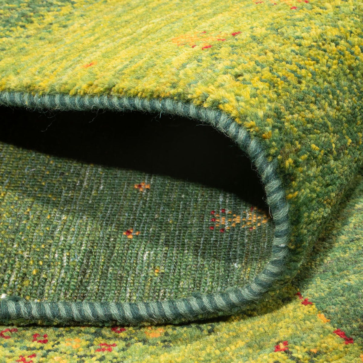 Gabbeh Tæppe - Loribaft Persisk - 297 x 200 cm - mørkegrøn