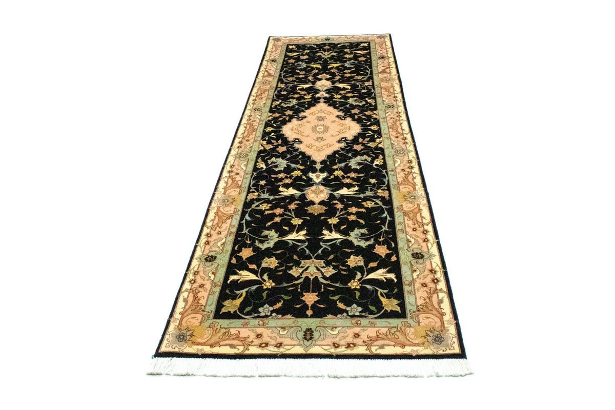 Løber Persisk tæppe - Tabriz - Royal - 294 x 85 cm - sort