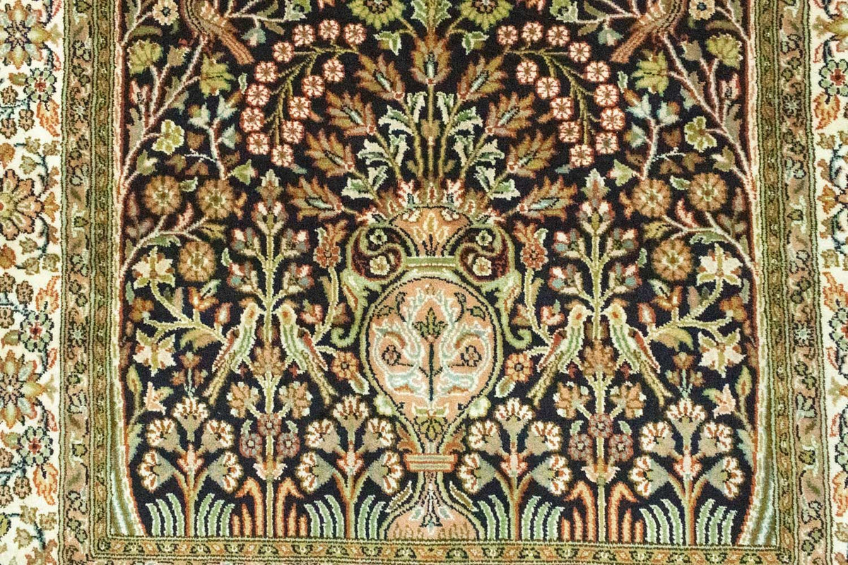 Silketæppe - Kashmir Silk - 156 x 95 cm - blå