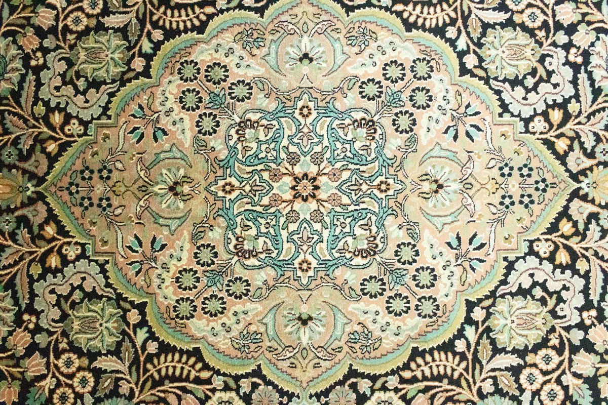 Silketæppe - Kashmir Silk - 311 x 213 cm - blå