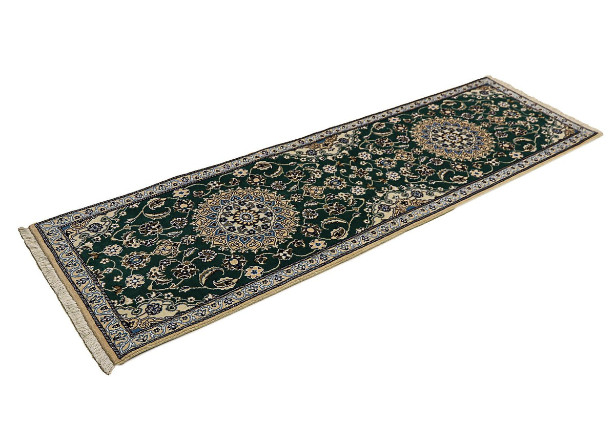 Løber Persisk tæppe - Nain - Royal - 200 x 60 cm - mørkegrøn