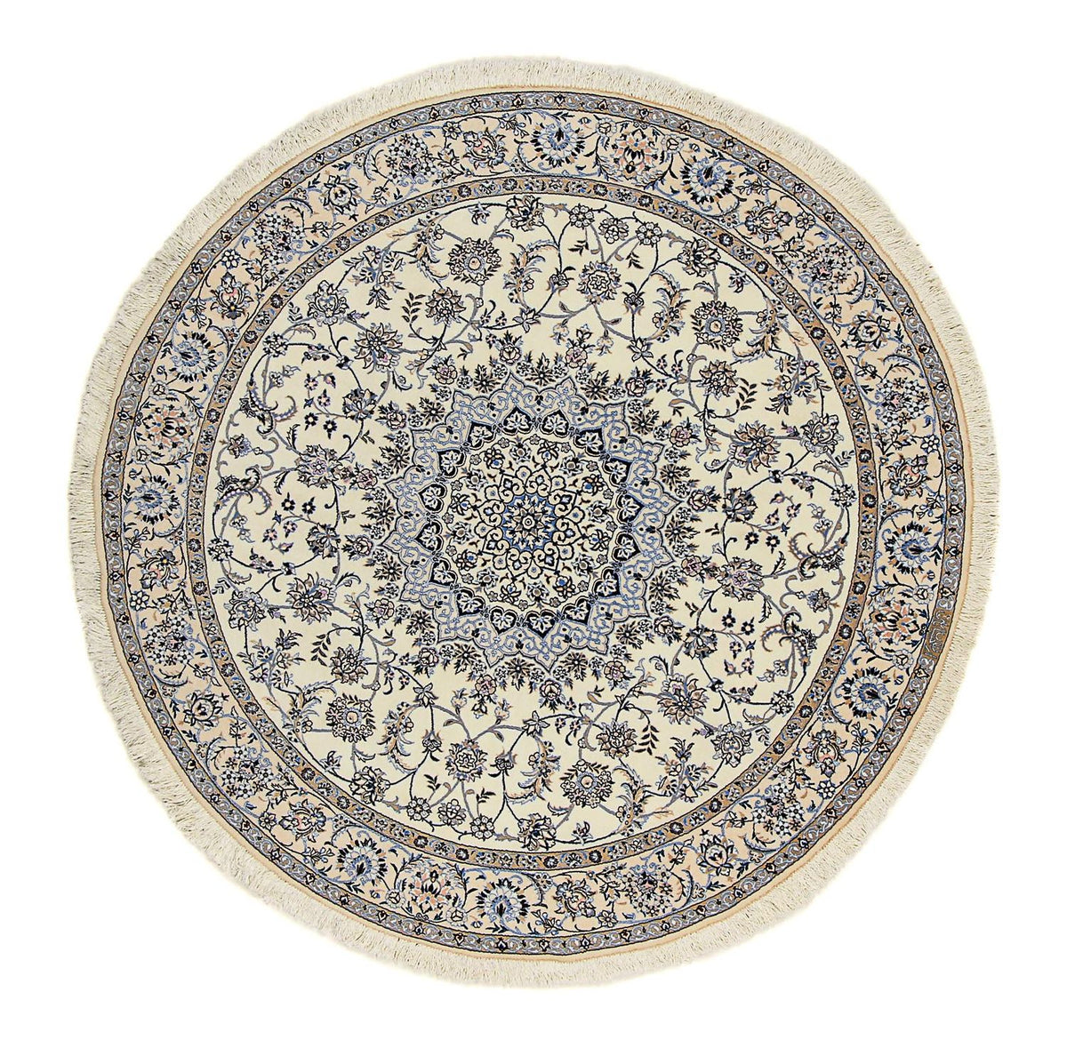 Persisk tæppe - Nain - Premium rundt - 200 x 200 cm - beige