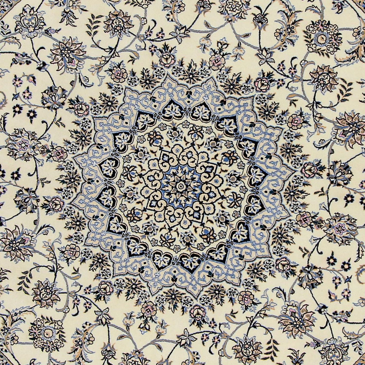 Persisk tæppe - Nain - Premium rundt - 200 x 200 cm - beige