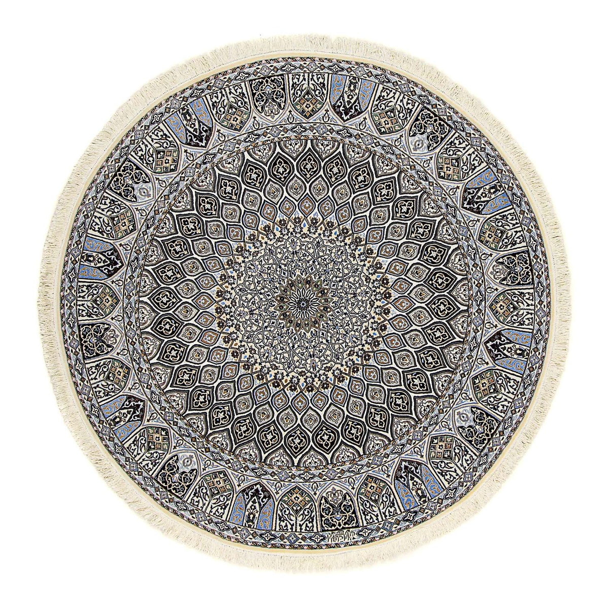 Persisk tæppe - Nain - Premium rundt - 200 x 200 cm - beige