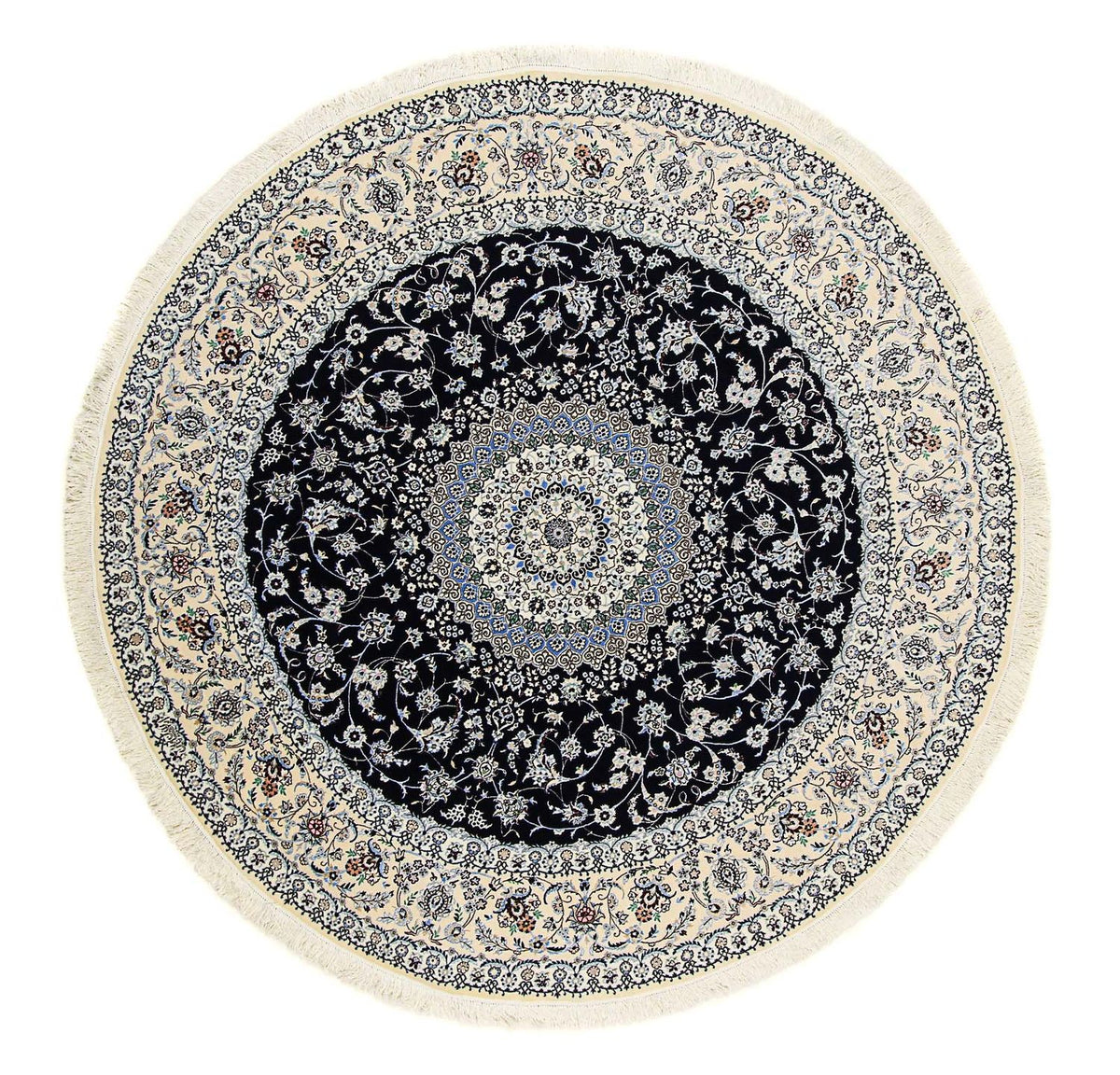 Persisk tæppe - Nain - Premium rundt - 250 x 250 cm - mørkeblå