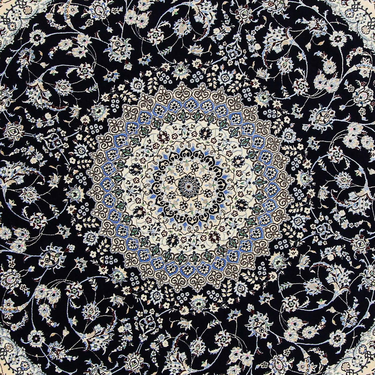 Persisk tæppe - Nain - Premium rundt - 250 x 250 cm - mørkeblå