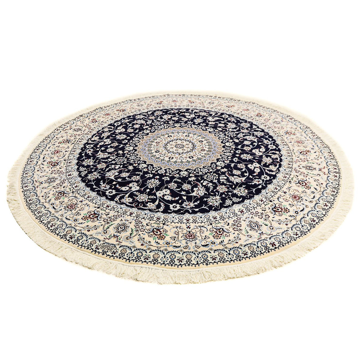 Persisk tæppe - Nain - Premium rundt - 250 x 250 cm - mørkeblå