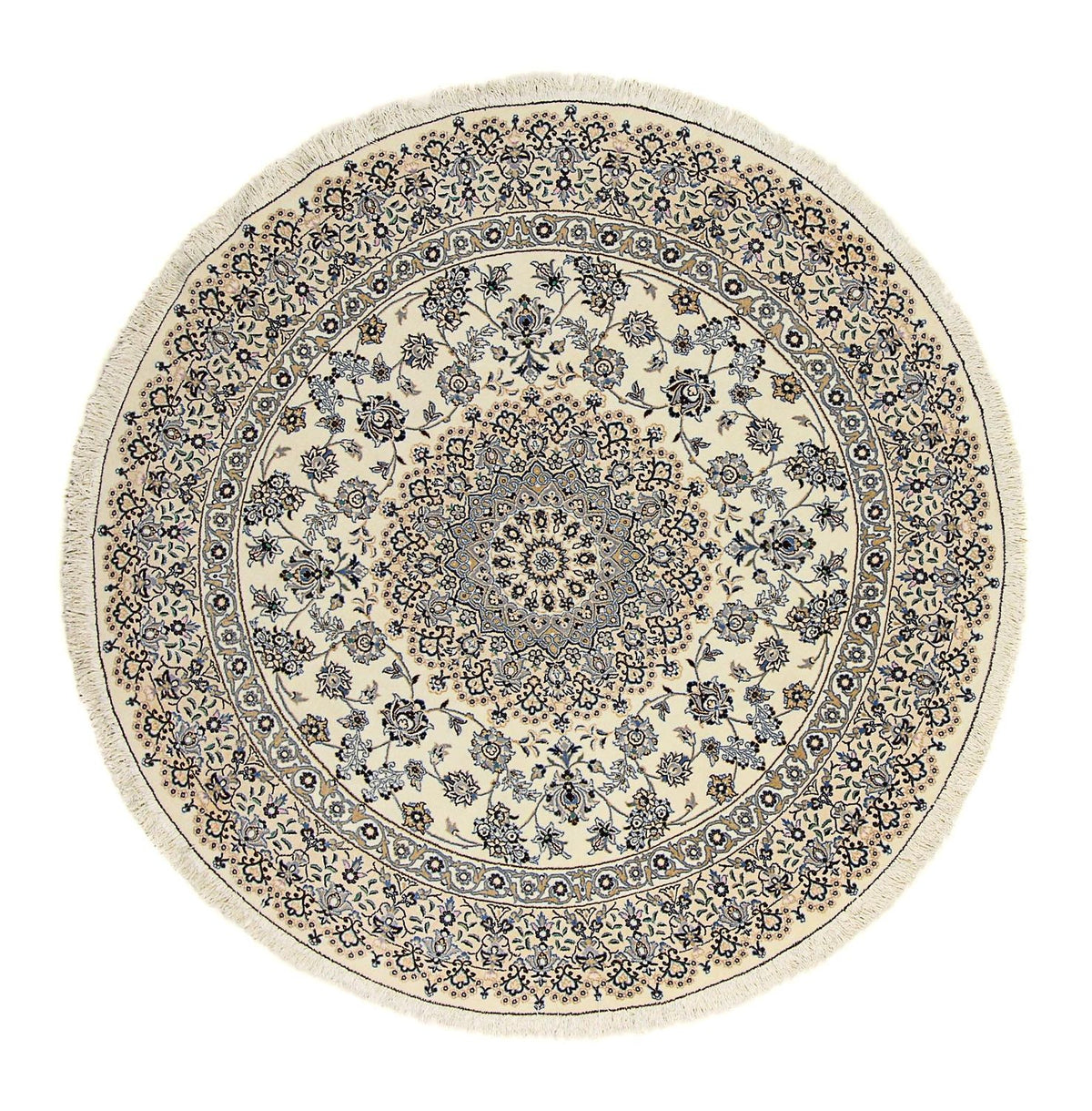 Persisk tæppe - Nain - Royal rundt - 200 x 200 cm - beige