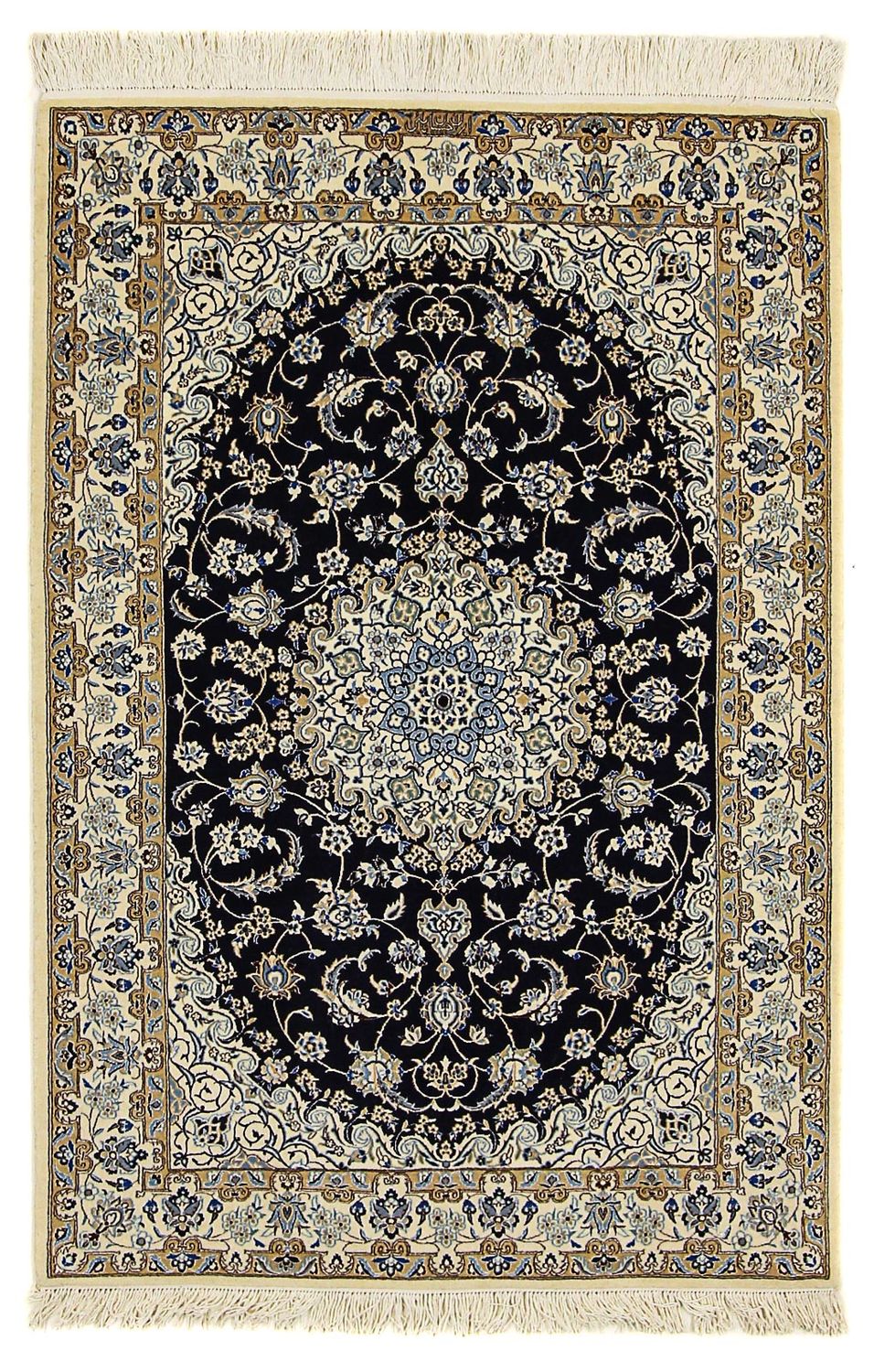 Persisk tæppe - Nain - Premium - 155 x 108 cm - mørkeblå