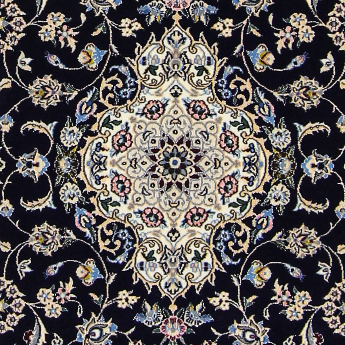Persisk tæppe - Nain - Premium - 123 x 83 cm - mørkeblå