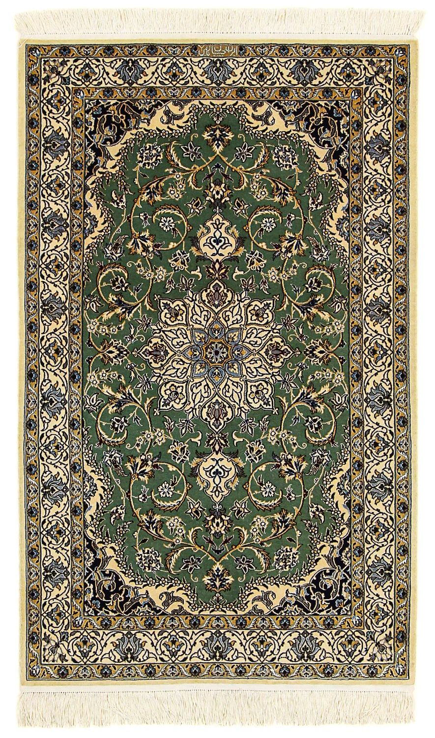 Persisk tæppe - Nain - Premium - 155 x 100 cm - mørkegrøn