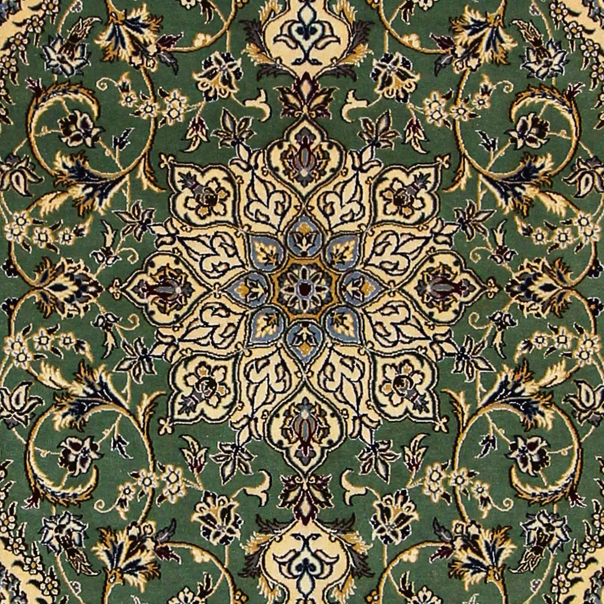 Persisk tæppe - Nain - Premium - 155 x 100 cm - mørkegrøn