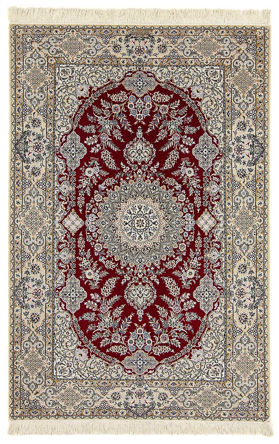 Persisk tæppe - Nain - Premium - 197 x 128 cm - mørkerød