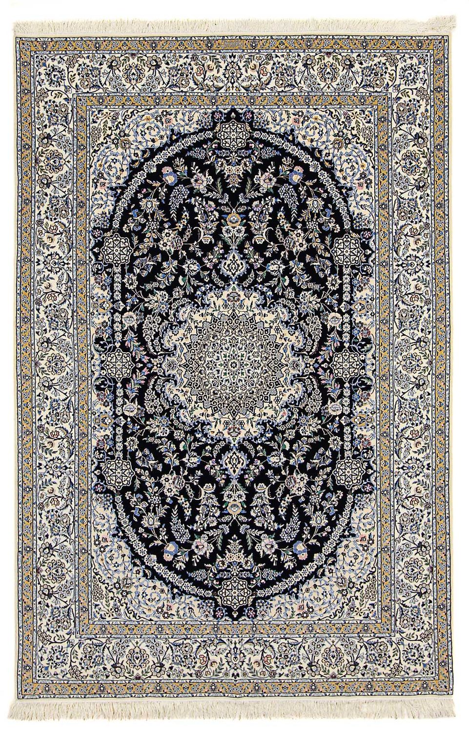 Persisk tæppe - Nain - Premium - 246 x 162 cm - mørkeblå